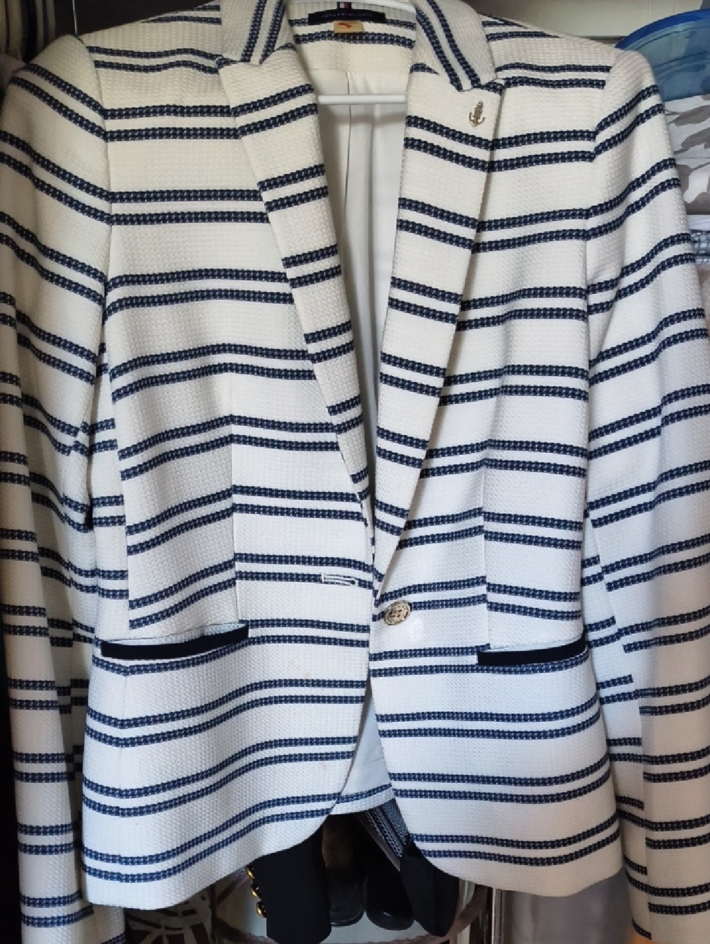 Tommy Hilfiger White and Navy Striped Blazer